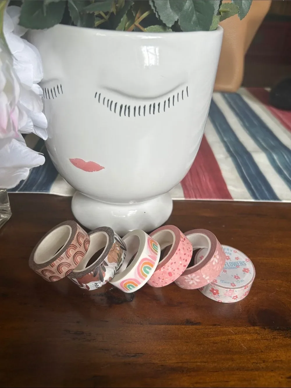 Assorted Pink & Peach Decorative Washi Tape Set bundle 6 items like new
